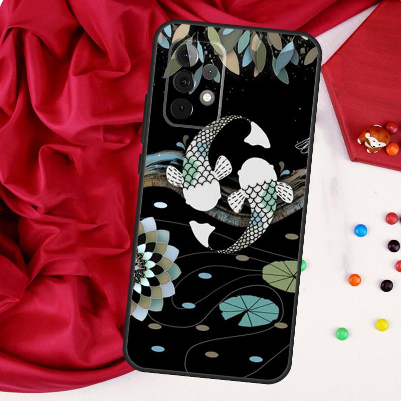 Koi Carp Fish Yin Yang For Samsung Galaxy A15 A55 A53 A33 A35 A22 A32 A52 A54 A34 A14 A56 A36 A26 A16 A05 A06 Case