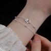 High Quality Fine Custom Jewelry 925 Sterling Silver Classic Geometric Bead Double Layer Chain Bracelet with Gold Plated Unisex