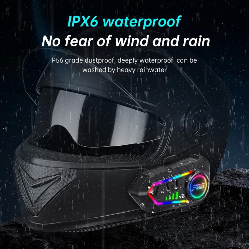 1/2pcs Bluetooth 6.0 Motorcycle Intercom Helmet Headset Waterproof with LED Lighting Effect Supports Third-Party Connection