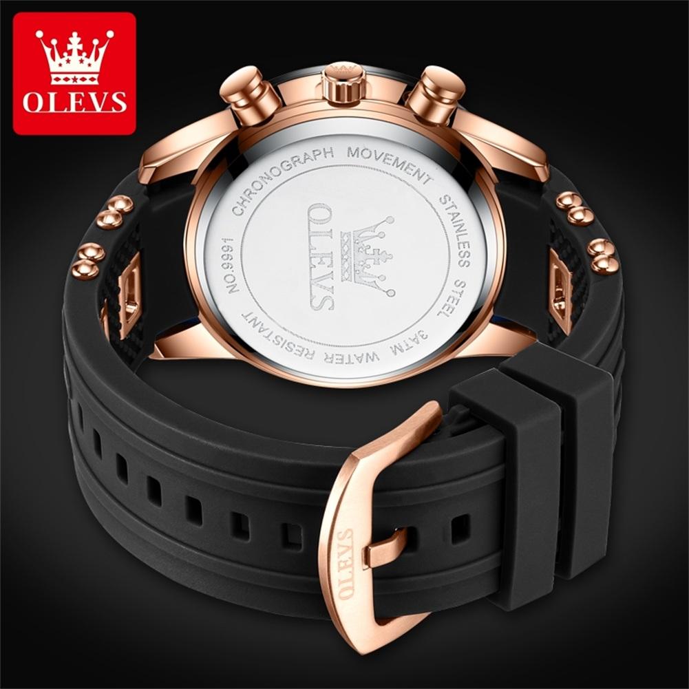OLEVS Brand Watch Waterproof Tape Calendar Six Pin Timing Quartz Watch Sports Men's Watch 9991