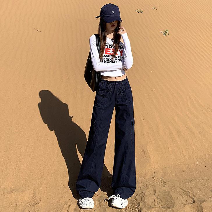 

Женские джинсы с высокой посадкой, свободного кроя, осенние, с драпировкой и карманами. S