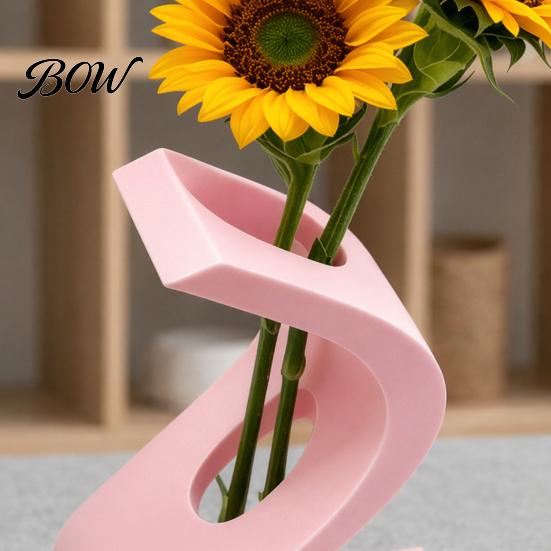 Elegant Flower Display 3D Printed Curved Arrangement Stand, Minimalist Holder Ornament, Decorative Home Accent Creative Artistic Table Decoration for
