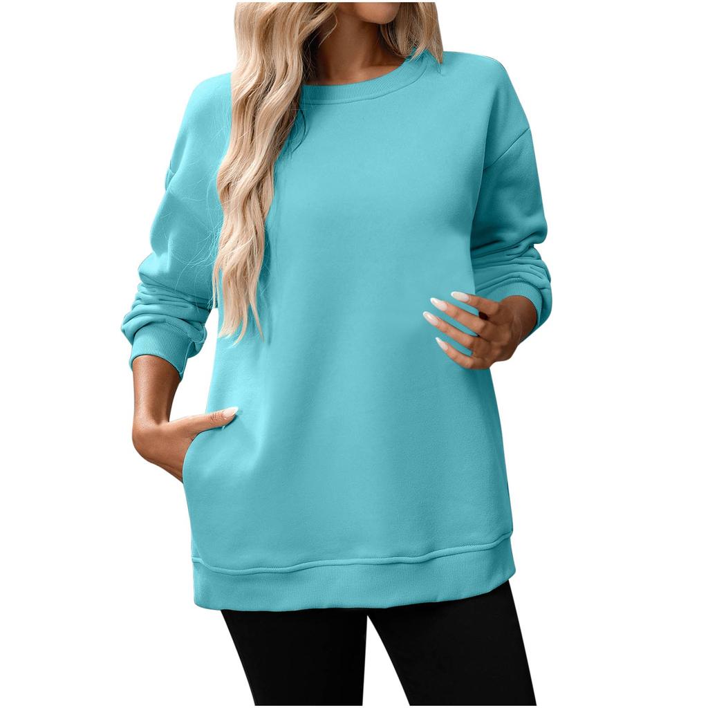 Women Winter Tops Women's Long Sleeve Sweatshirt Casual Crewneck Loose Fit Pollover Fleece Tops