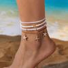 Bohemian Multilayer Rice Bead & Shell Anklet Set