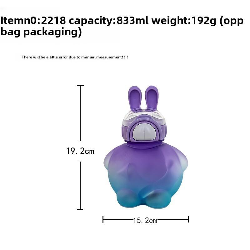 Cute Bunny Childrens Plastic Water Cup With Straw Strap For Outdoor Use
