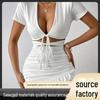 2025 Sexy European & American Nightclub Style Chest-Revealing Drawstring Long-Sleeve Vest