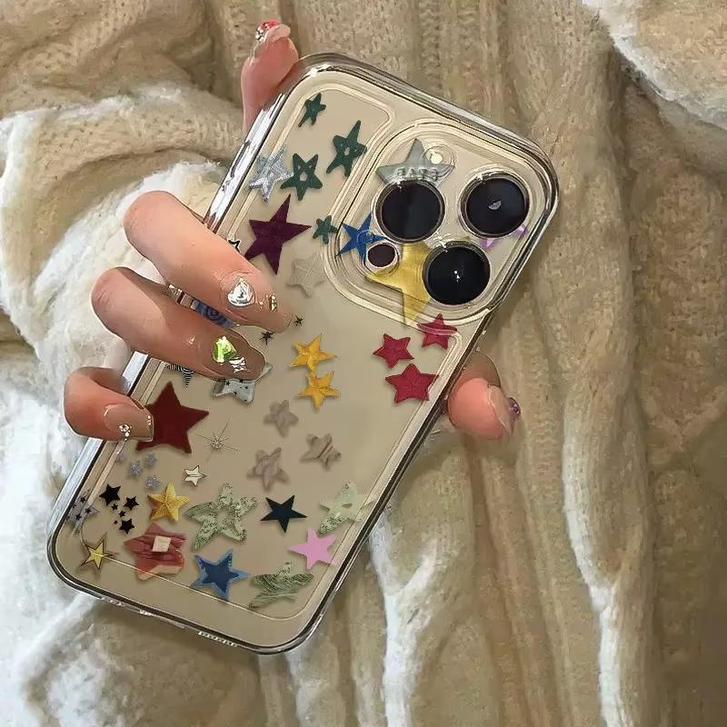 Ins Korean Creative Star Phone Case for Samsung Galaxy A73 A72 A56 A55 A35 A25 A15 5G A24 A23 A22 A32 A52S A71 A72 A51 4G Cover