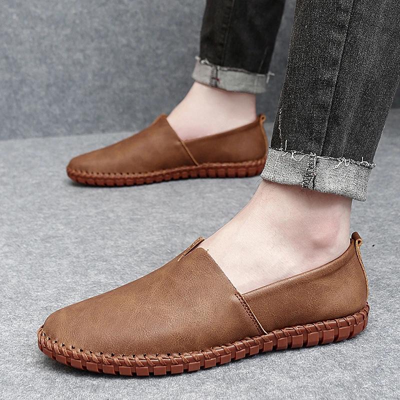Fashion Outdoor Casual Shoes Handmade Moccasins Leather Loafers Men Driving Shoes Size 39-48 Summer Sandals for Man Zapatos Para Hombre