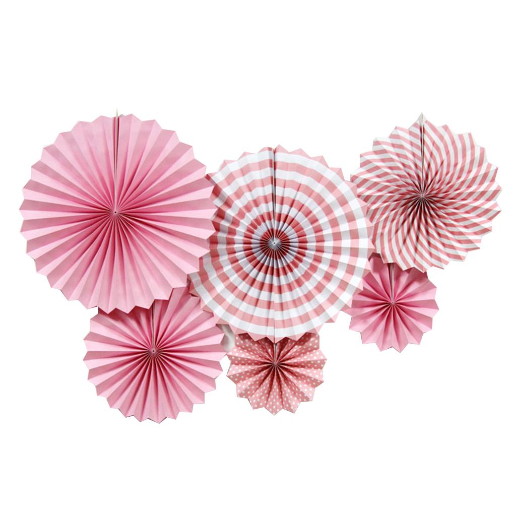 6Pcs Party Decoration Single Layer Paper Fan Flower Diy Folding Fan Flower