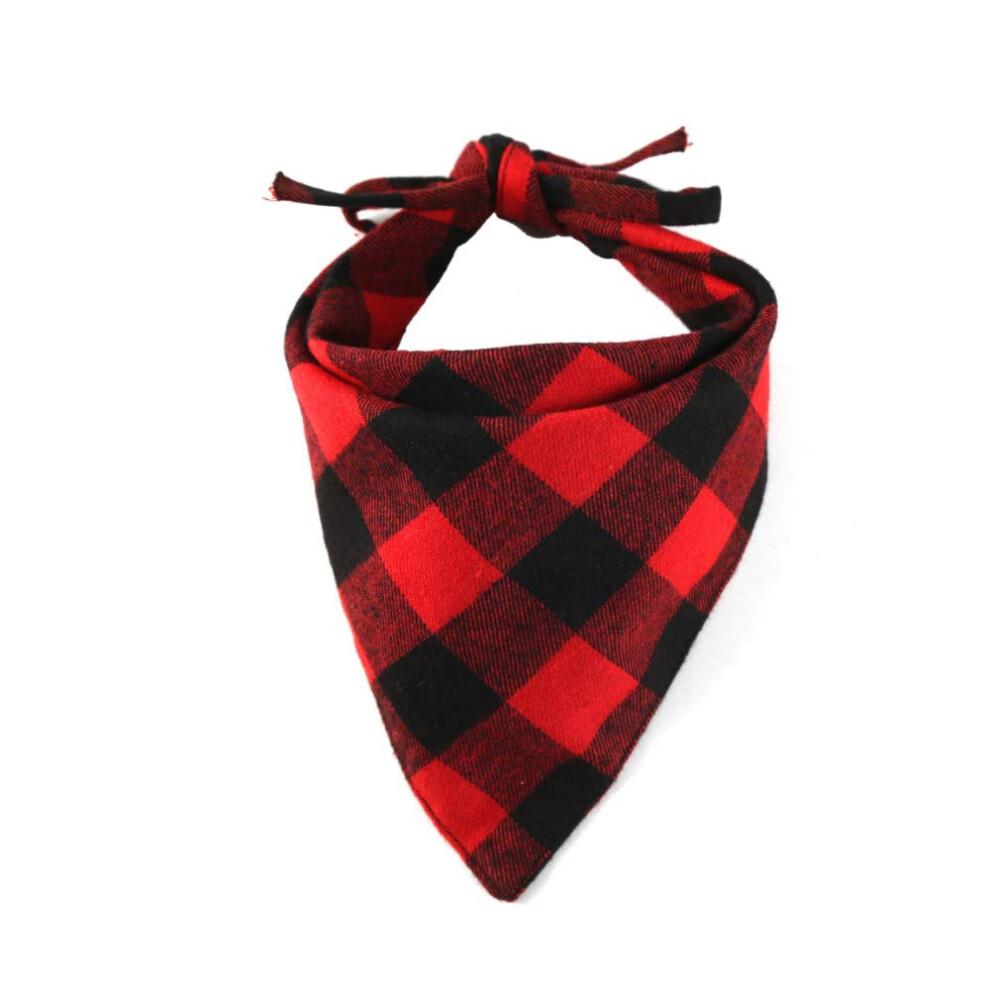 Pet Towel Triangle Towel Cotton Dog with Grid Triangle Towel Red 458 Pieces Soft Absorbent Material