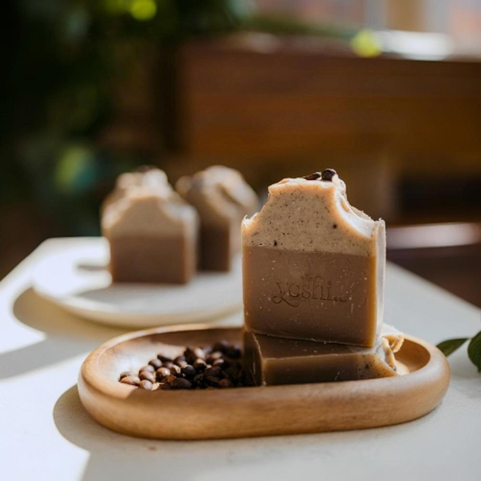 Coffee Cold Process Soap Bar – Shea Butter, Coconut Oil & Cocoa Butter, De-Tan, Exfoliating, 100g Pack of 2 коричневый