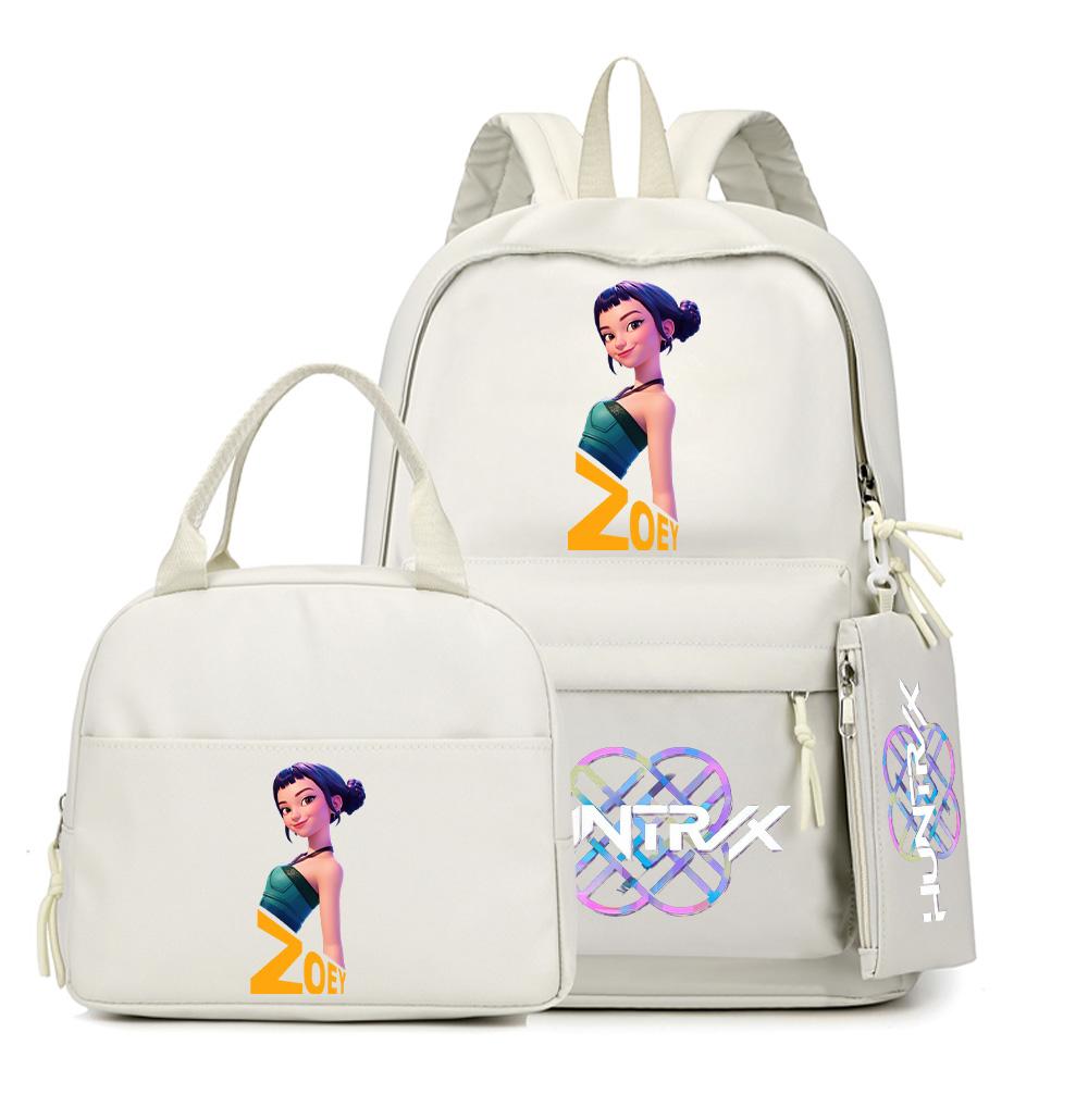 4Pcs/set Cartoon K-Pop Printed Backpack with Handbag Pencil Case for Teenager Student Boy Girl Schoolbag Bookbag Large Capacity Travel Bag Kid Gift
