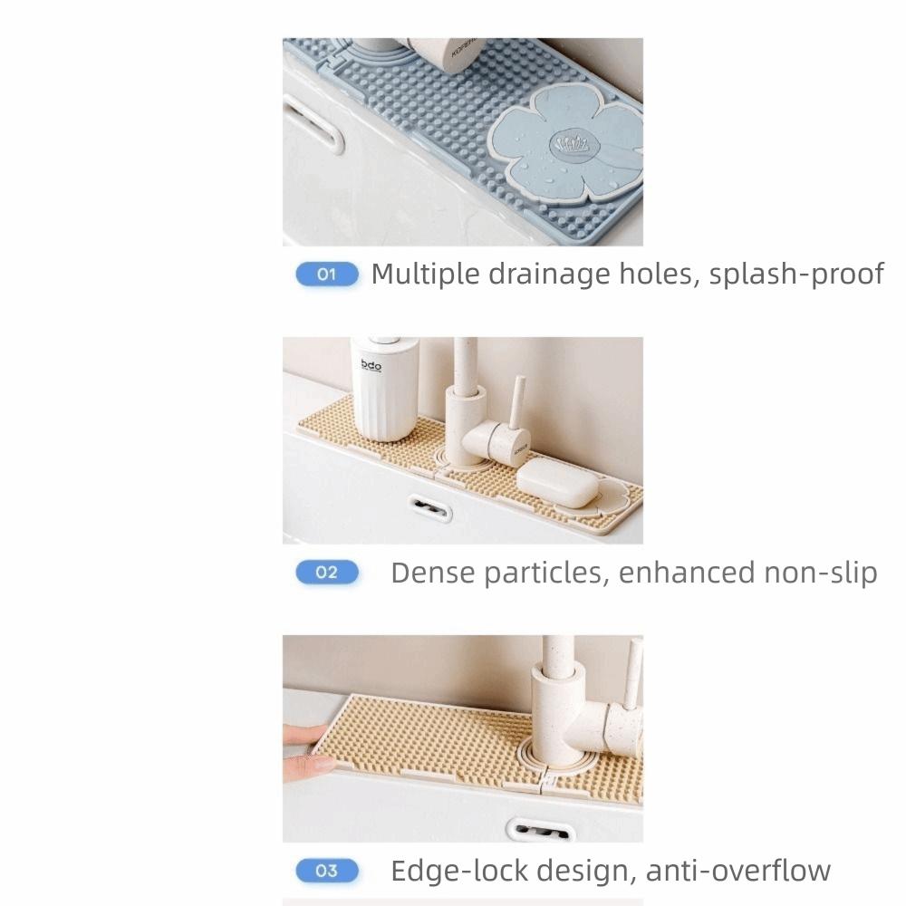 Langlebiges Silikon-Wasserhahn-Ablaufpad Spritzwassergeschützt Anti-Rutsch Spülen-Ablaufpads Weiche Flexible Arbeitsplatten-Aufbewahrungsschale Badezimmer