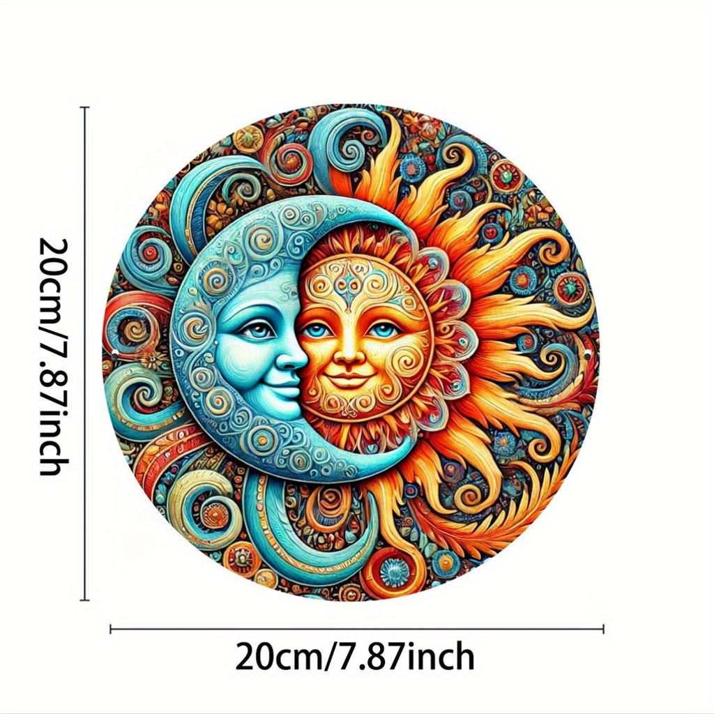 Sun and Moon Foil Engraving Sign, Decorative Iron Metal Plaque for Door,  Cafe Decor