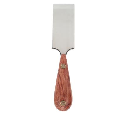 Leather Skiving Knife Sturdy Stainless Steel Flat Wood Handle Leather Knife DIY Leather Edge
