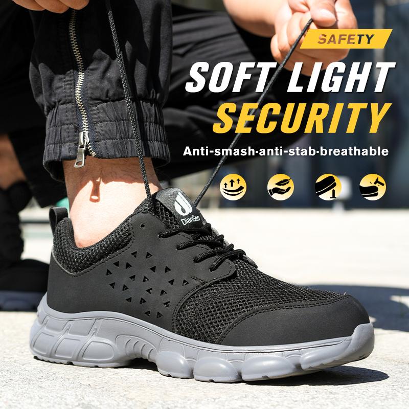 Breathable Safety Shoes Steel Toe Boots For Men Anti-Drop Cushioned Anti-Puncture Work Sneakers Slip Resistant Work Shoes