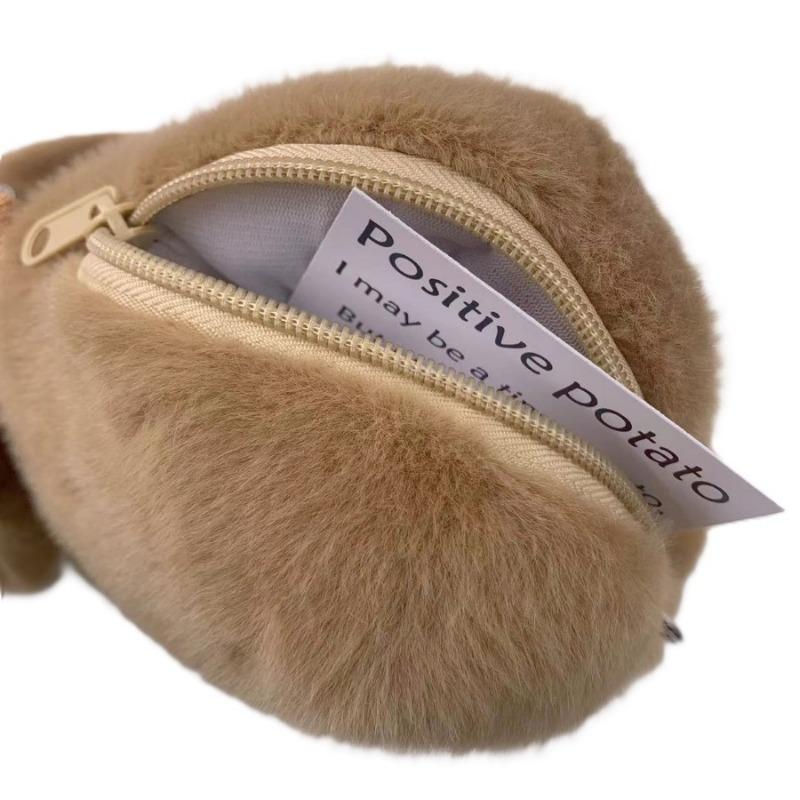 Positive Energy Potato Hug Plush Crossbody Bag Cute Simulation Toy Dolls Plushie Stuffed Fashion Fur Handbag Gift for Girlfriend