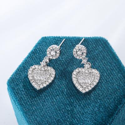 Pendientes Clásicos para Mujer Pendientes de Moda con Colgante de Diamante Corazón Zirconia Joyería de Fiesta de Alta Calidad Regalo de Aniversario