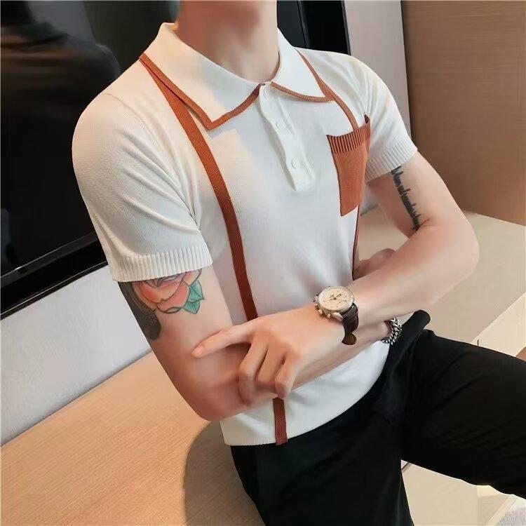 Lapel Short Sleeve Polo Shirt Men's Fashion Brand Summer T-shirt Korean Slim Fashion 2025 New All-Matching T-shirt Top