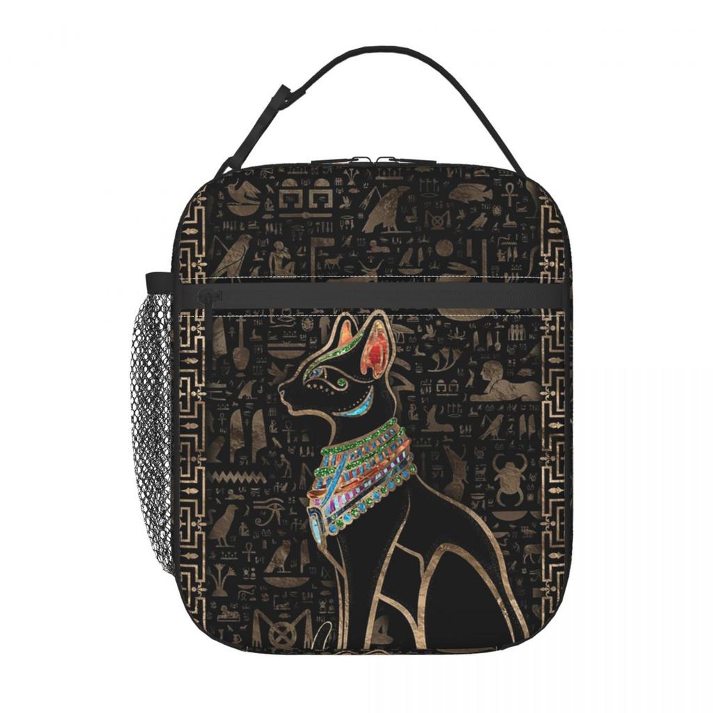 Egyptian God Ancient Egypt Bastet Cat Insulated Lunch Bag for Kids Cooler Thermal Food Box Tote Portable Lunch Boxes Container