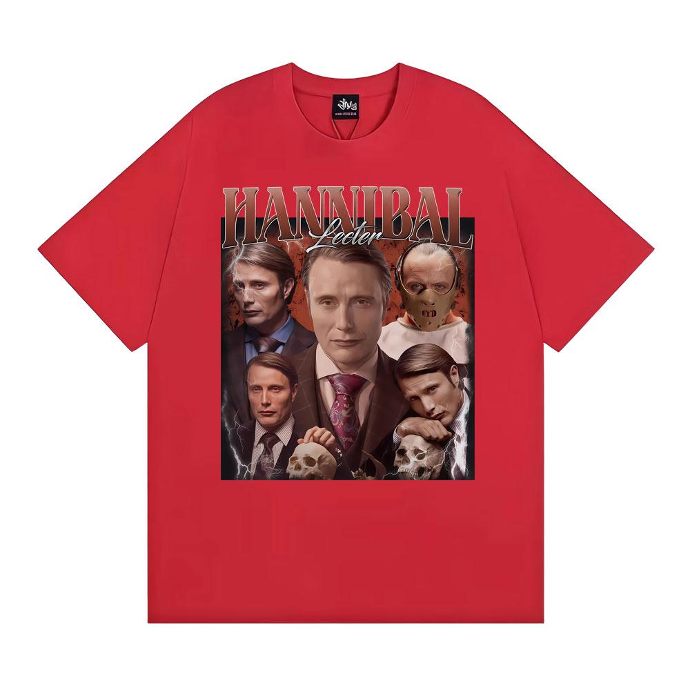 Vintage Style Hannibal Lecter Mads Mikkelsen T-shirt Men Women Fashion Casual Oversized T Shirts Summer Tops 100% Cotton T Shirt S