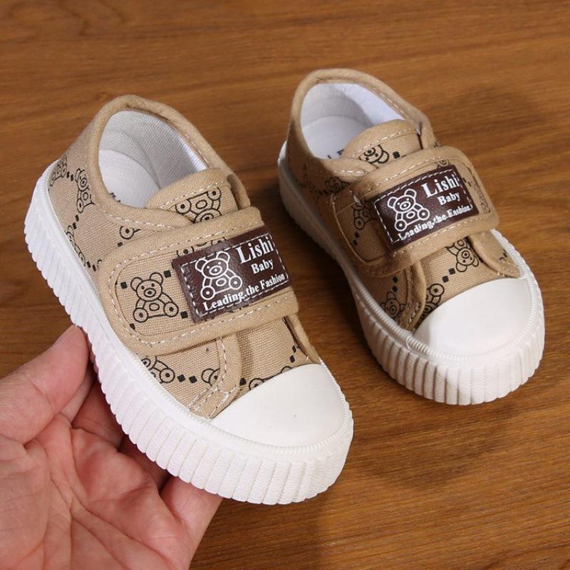 

Velcro Canvas Shoe Board Shoes for Boys and Girls Casual Shoes Sports Shoes 25 коричневий