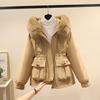Corner Buckle Short Pie Overcome Women's New Thin Cotton Clothes Fashionable Velvet Thick Fur Integrated Jacket