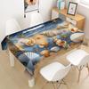 1Pc Ocean-Themed Washable Tablecloth With Seashell, Starfish & Sand Print - Rectangular Cover For Dining And Coastal Home Decor