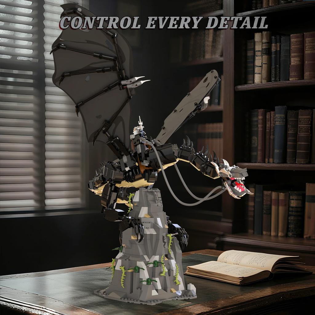 1361PCS Schwarzer Drache Bausteine Klassische Spielszene Modell Steine Mit Basis Desktop Ornamente Kinder DIY Spielzeug Weihnachtsgeschenke