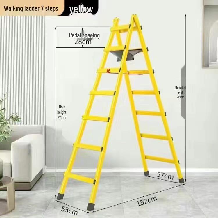 Thickened Carbon Steel Folding A-frame Ladder: Multi-purpose for Household, Electrician, Welding, Decoration, and Engineering.