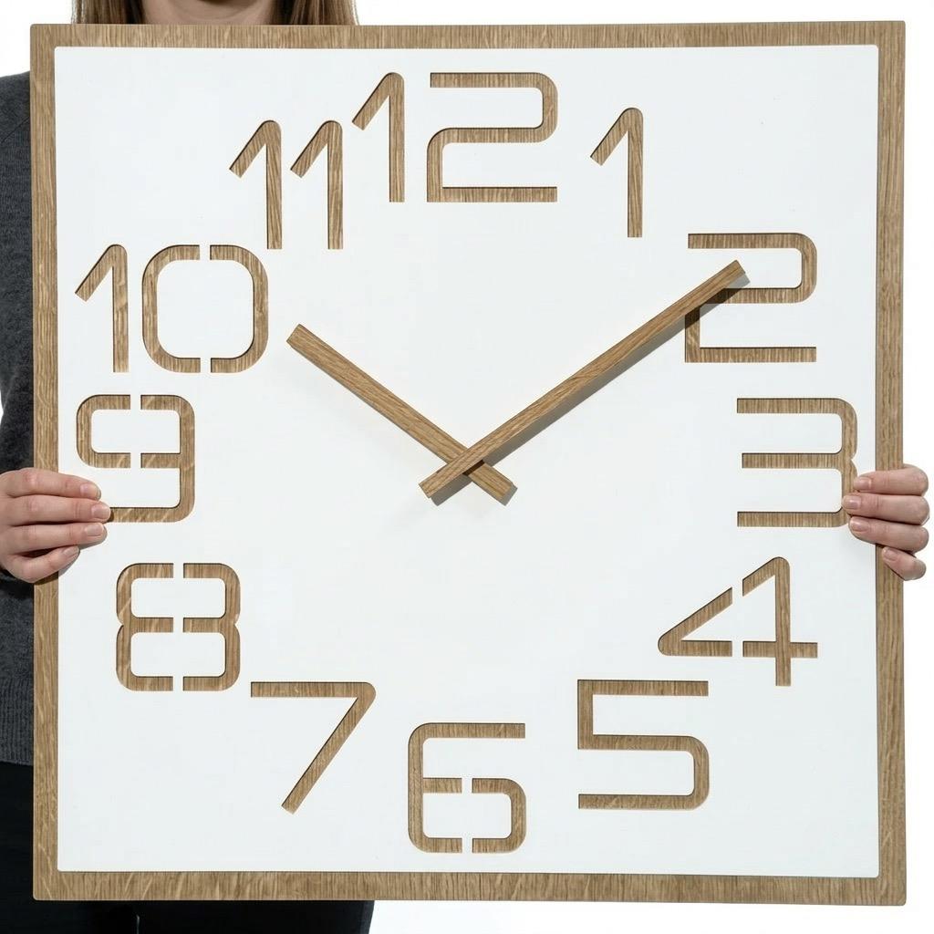 Digits oak wall clock 60cm white