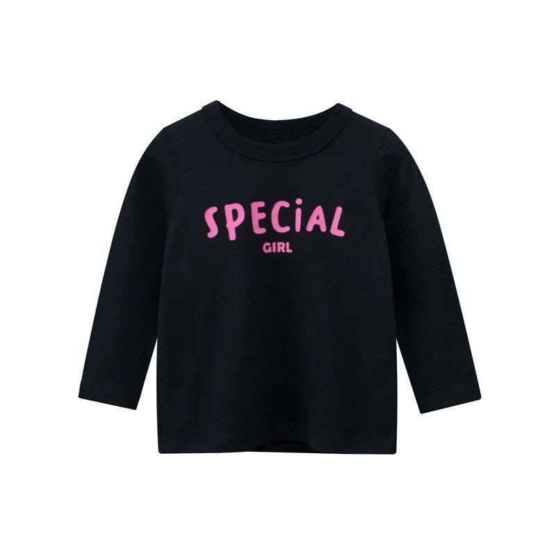 27Home Korean Style Kidsren's Bottoming Shirt 2026 Spring New Style Girls Baby Round Neck Lettered Pure Cotton Long-Sleeved T-Shirt