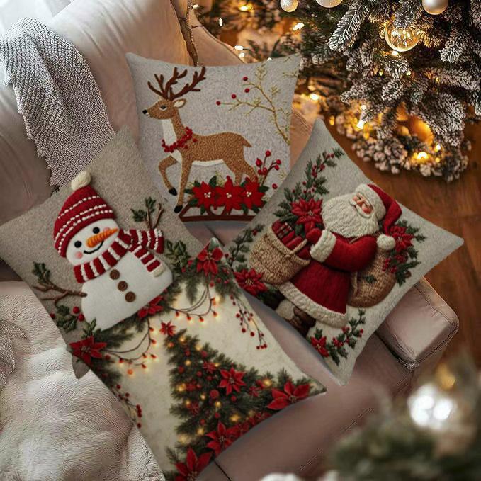 Νέα Κινούμενα Σχέδια Ρετρό Χριστουγεννιάτικη Μαξιλαροθήκη Λινό Μαξιλαροθήκη Σαλονιού