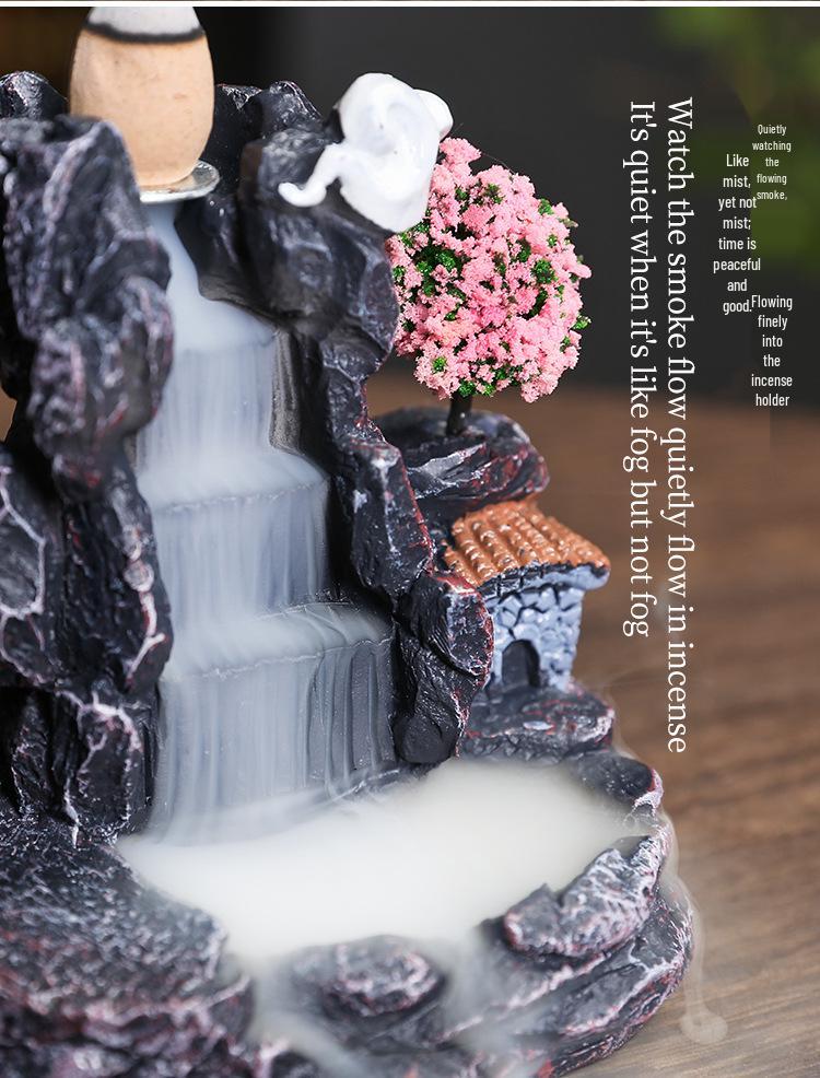 Creative High Mountain Water Resin Backflow Incense Burner - Sandalwood & Agarwood Indoor Ornament