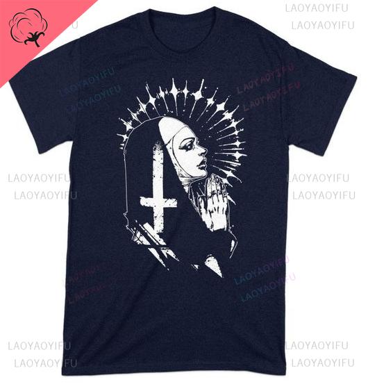 The Nun Pray for Me Unholy Nun Shirt Unisex Unique Printed TShirt Ventilate Aesthetic Shortsleev Casual Harajuku Tshirt Tops