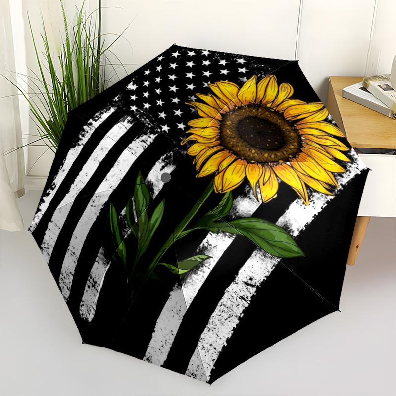 1pc flagUmbrella Portable Folding Umbrella Iron Frame Hole Bone Structure Outdoor Home Umbrella