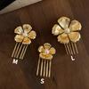 5pcs Elegant Golden Flower Hair Forks Hairstyle Tools French Style Pearl Side Clips Hair Accessories Retro Wave Alloy Barrettes