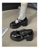 Fashion Women's White Thick-Heel Mary Janes - New for Spring & Fall, Knot Detail, Slip-On Chunky Heel Fashion Shoes