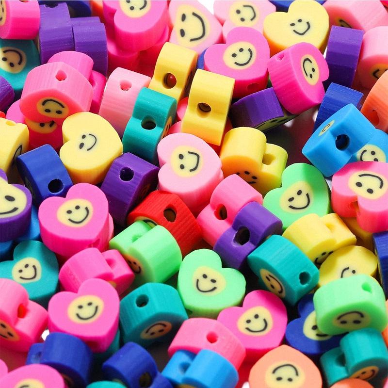 10mm Polymer Clay Beads - Fruit, Animal, Smiley Face Designs for DIY Jewelry Accessories