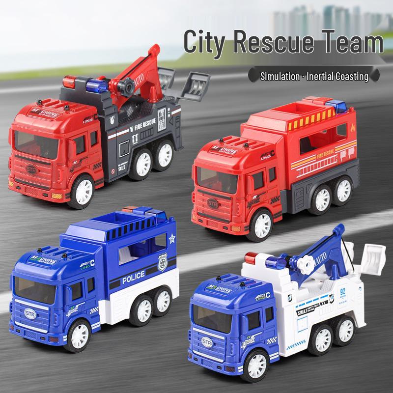 

Global Children s Inertial Engineering Vehicle Set - Pull-Back Rescue Car Toy Box