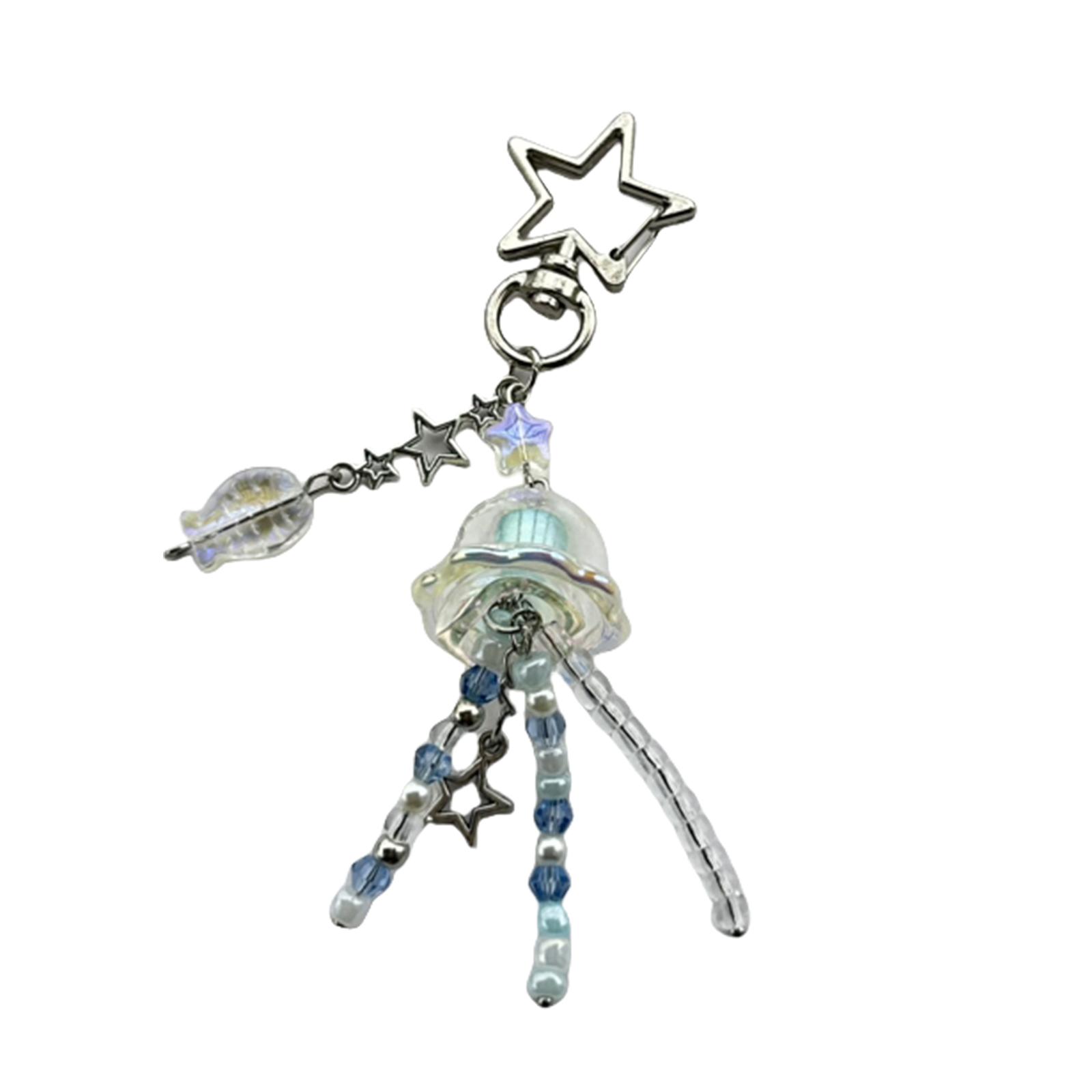 

Stylish Star Phone Strap with Jellyfish Fringe Youthful Star Phone Accessory Keychain with Tassels for Fashionable Look T1 белый