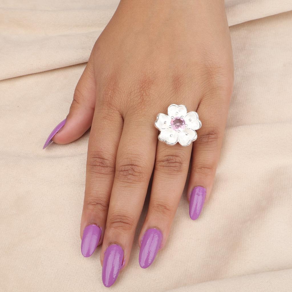 Morganite Gemstone 925 Sterling Silver Jewelry Handmade Ring Gift For Girlfriend CZR-1-15