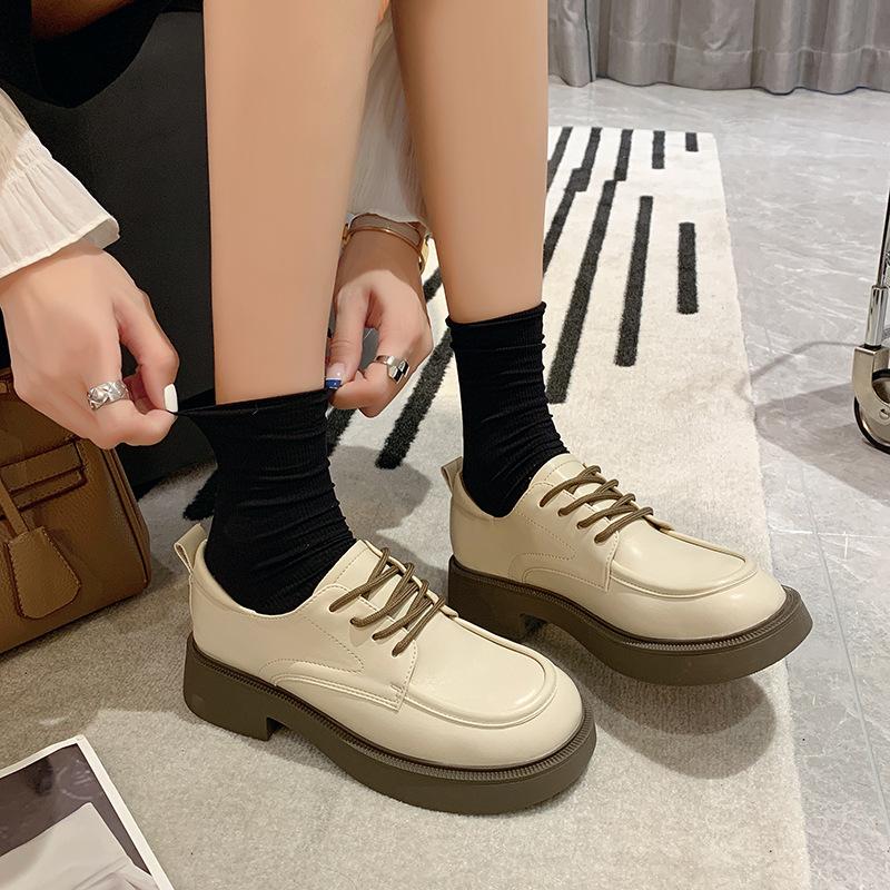 

Platform shoes, autumn new retro round head low-top comfortable single shoes for women 35