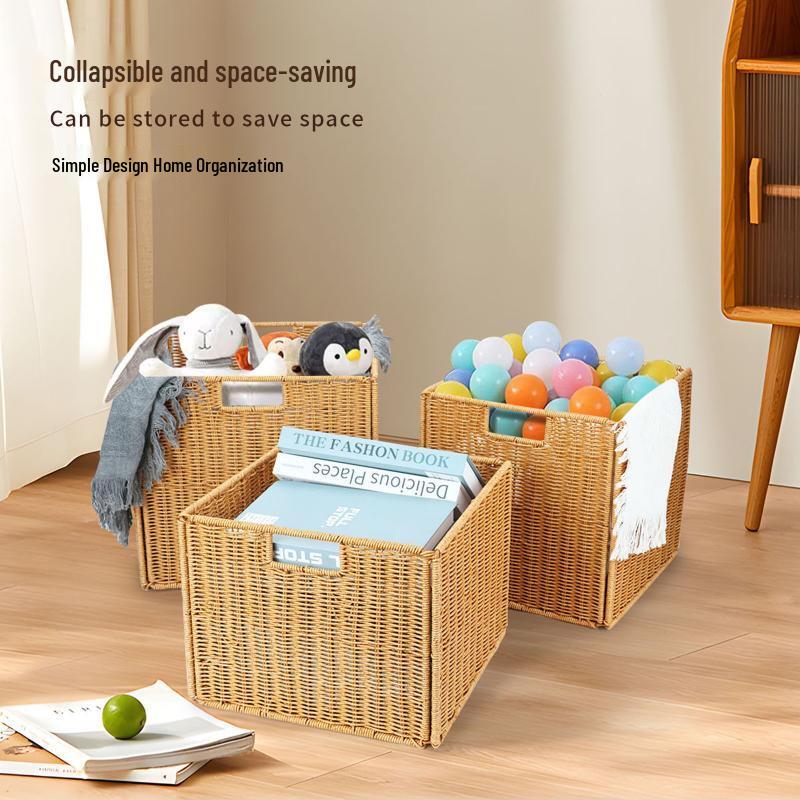 RuHan Blumiger Faltbarer Aufbewahrungskorb aus Kunst rattan