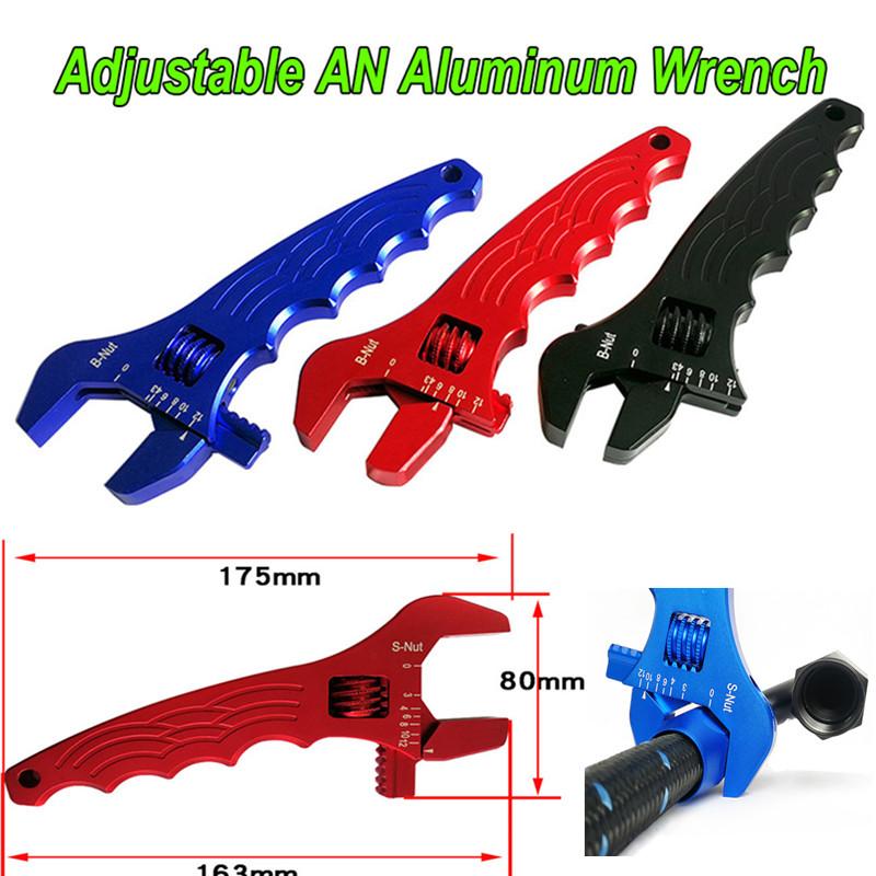 Universal Adjustable AN Aluminum Wrench Hose Fitting Tool Blue Red Black AN3-AN12 Aluminum Spanner Hose Fitting Adapters End