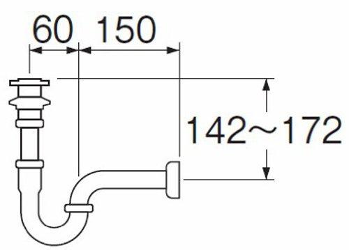 SANEI Drainage Parts, P-Trap with Aflation, Wall Drain Type, Pipe Diameter 25mm, H71-25