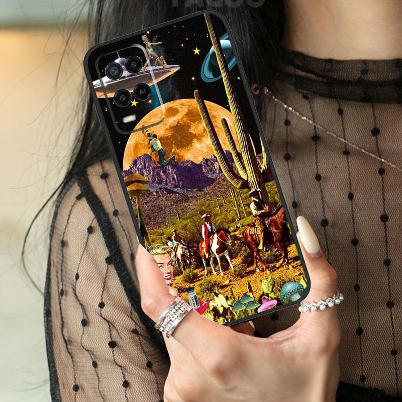 Space Cowgirl Case For Oppo A80 A60 A40 A17 A57 A77 A74 A54 A94 A78 A98 A18 A38 A58 A96 A76 A16 A15 A5 Pro
