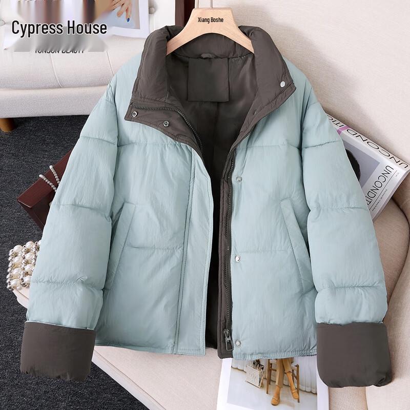 Women s Contrast Stand Collar Padded Jacket L