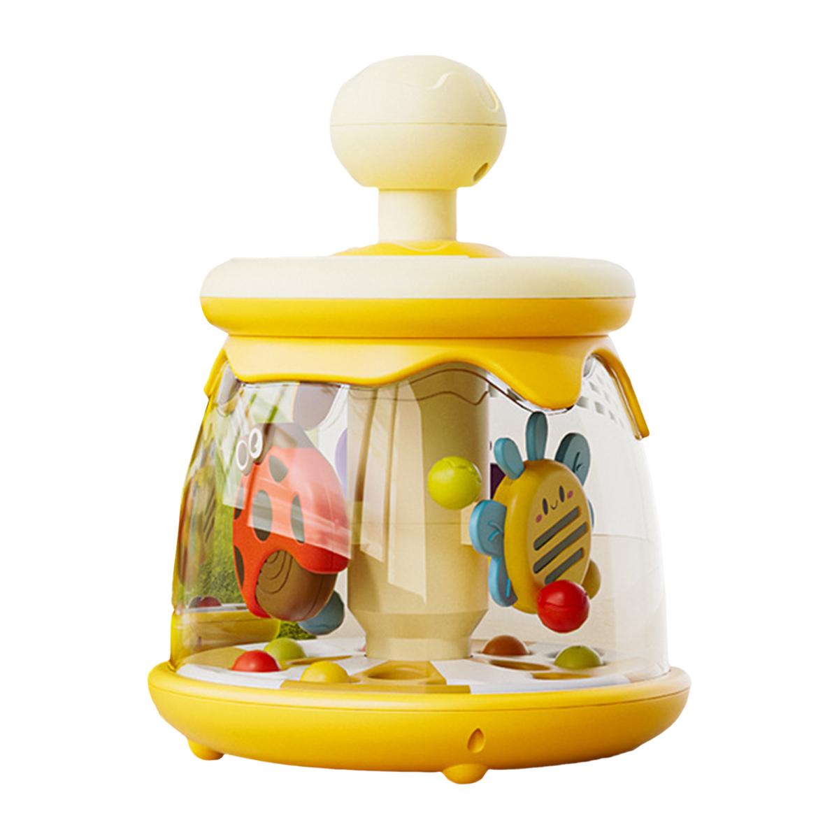 

Игрушка для малышей Press Spin Baby Toy, симпатичная игрушка в форме насекомого с верхней ручкой, вращающийся мяч, прыгающий, развивающая координацию движений рук и глаз для детей жёлтый