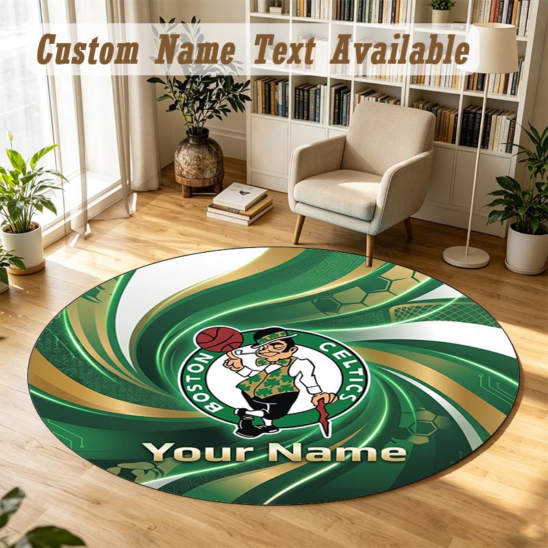 Round Rug Custom NameCeltic FC Pattern Non Slip Carpet Home Floor Decor